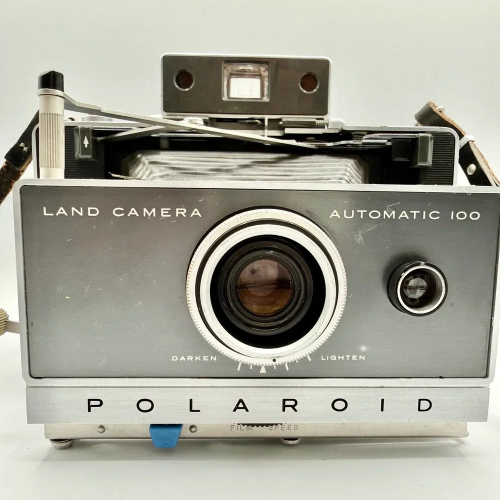 Vintage Polaroid Automatic 100 Land Camera Folding Bellows Instant Film Grey